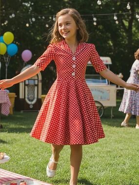 BlackButterfly Kids Sabrina Polka Dot Dress sz 11/12